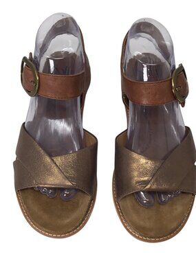 Sofft Bayo Crisscross Ankle Strap Sandals Bronze Metallic Size 8M KHELJ22